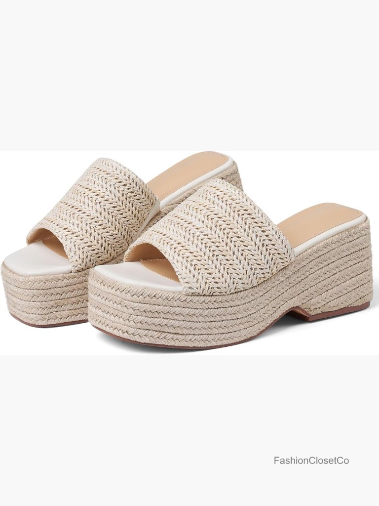 Platform Espadrille Sandals Wedges Slip On Woven Jute Summer Boho Beach